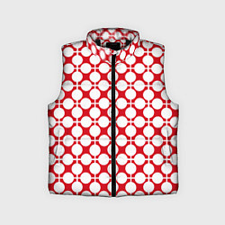Детский жилет Красно белый узор в клетку и горох, цвет: 3D-черный