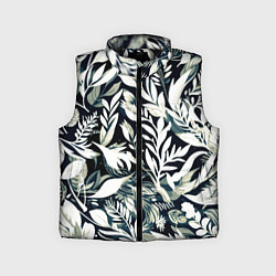 Детский жилет Чёрно-белый стилизованный цветочный, цвет: 3D-черный
