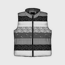 Детский жилет Черно белый полосатый узор из лоскутов