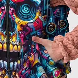 Детский жилет Кибер череп - нейроарт паттерн, цвет: 3D-черный — фото 2