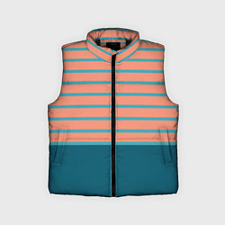Детский жилет Полосатый мандариновый морской рассвет, цвет: 3D-черный