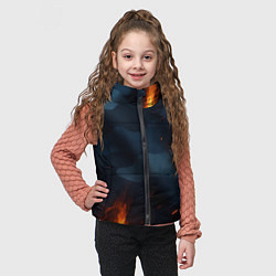 Детский жилет Разорванный синий камуфляж с огнем, цвет: 3D-черный — фото 2