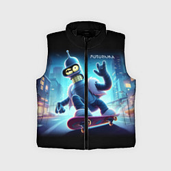 Детский жилет Bender is a skateboarder in neon street - ai art