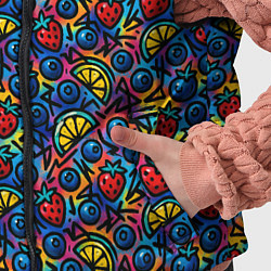 Детский жилет Тропические ягоды и фрукты паттерн, цвет: 3D-черный — фото 2