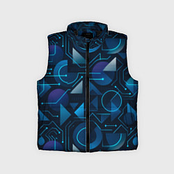 Детский жилет Футуристическая сине-фиолетовая абстракция с хакер, цвет: 3D-черный