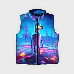 Детский жилет Бендер на сказочной неоновой грибной планете - ней, цвет: 3D-черный