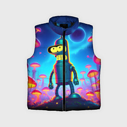 Детский жилет Сынишка Бендера в сказочном лесу светящихся грибов, цвет: 3D-черный