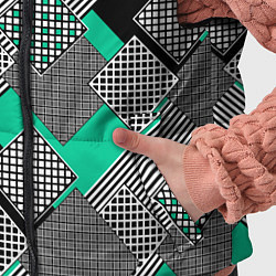 Детский жилет Черно бирюзовая абстрактная геометрия пэчворк, цвет: 3D-черный — фото 2