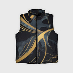 Детский жилет Мраморный узор с золотыми полосками, цвет: 3D-черный