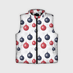 Детский жилет Синие и красные новогодние шары со снежинками
