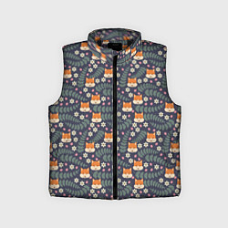 Детский жилет Лесной паттерн с лисьими мордами, цвет: 3D-черный