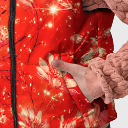 Детский жилет Цветочный красный с искрами, цвет: 3D-черный — фото 2