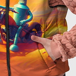 Детский жилет Робот Бендер на мотоцикле в пустыне, цвет: 3D-черный — фото 2