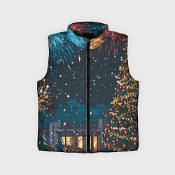 Детский жилет Новогодний салют, цвет: 3D-черный