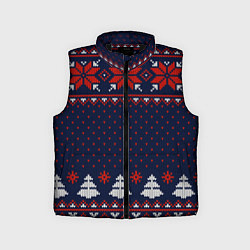 Детский жилет Новогодний вязаный узор, цвет: 3D-черный
