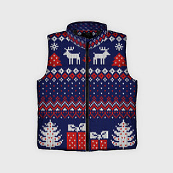 Детский жилет Новогодний вязаный паттерн