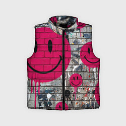 Детский жилет Розовые смайлы граффити