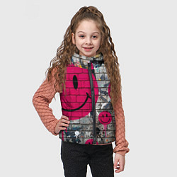 Детский жилет Розовые смайлы граффити, цвет: 3D-черный — фото 2