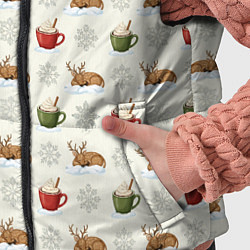 Детский жилет Зимний паттерн с оленем и чашками какао, цвет: 3D-черный — фото 2