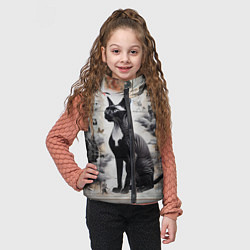 Детский жилет Кошка Корниш-рекс - ретро граффити, цвет: 3D-черный — фото 2