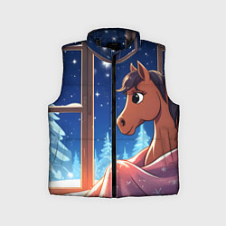 Детский жилет Лошадка зимней звездной ночью