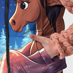 Детский жилет Лошадка зимней звездной ночью, цвет: 3D-черный — фото 2