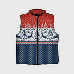 Детский жилет Вязаный узор с оленями