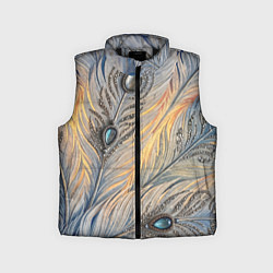 Детский жилет Синие перья с самоцветами