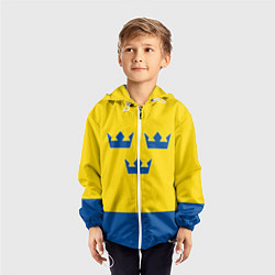 Ветровка с капюшоном детская Сборная Швеции: домашняя форма, цвет: 3D-белый — фото 2