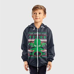 Ветровка с капюшоном детская Новогодний свитер Ктулху, цвет: 3D-белый — фото 2