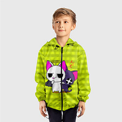 Ветровка с капюшоном детская Аниме котики, цвет: 3D-черный — фото 2