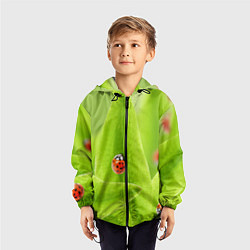 Ветровка с капюшоном детская Жучки на травке, цвет: 3D-черный — фото 2