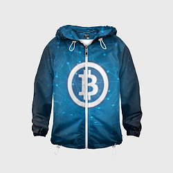 Ветровка с капюшоном детская Bitcoin Blue, цвет: 3D-белый