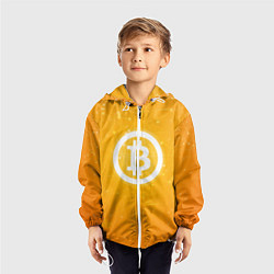 Ветровка с капюшоном детская Bitcoin Orange, цвет: 3D-белый — фото 2
