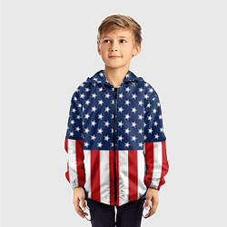 Ветровка с капюшоном детская Флаг США, цвет: 3D-черный — фото 2
