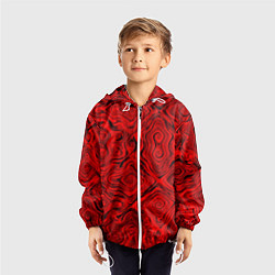 Ветровка с капюшоном детская Tie-Dye red, цвет: 3D-белый — фото 2