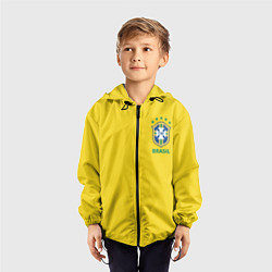 Ветровка с капюшоном детская Сборная Бразилии, цвет: 3D-черный — фото 2
