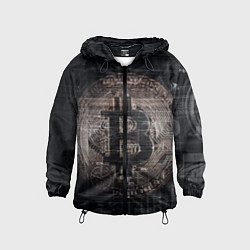 Ветровка с капюшоном детская Биткойн, цвет: 3D-черный