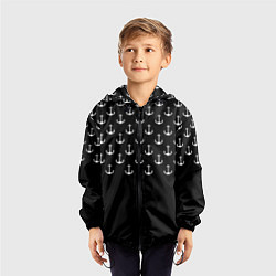 Ветровка с капюшоном детская Минималистичные Якоря, цвет: 3D-черный — фото 2