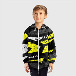 Ветровка с капюшоном детская Black yellow abstract sport style, цвет: 3D-белый — фото 2