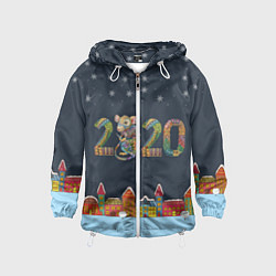Ветровка с капюшоном детская Новый Год 2020, цвет: 3D-белый