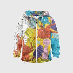 Ветровка с капюшоном детская Время Приключений, раскраска, цвет: 3D-белый