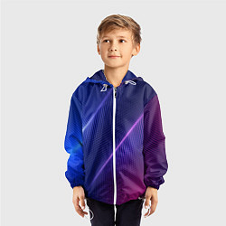 Ветровка с капюшоном детская Фиолетово 3d волны 2020, цвет: 3D-белый — фото 2