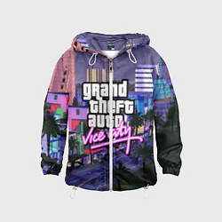 Ветровка с капюшоном детская Grand Theft Auto Vice City, цвет: 3D-белый