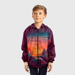 Ветровка с капюшоном детская Minimal forest sunset, цвет: 3D-черный — фото 2
