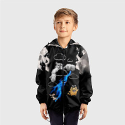 Ветровка с капюшоном детская Грозовой, кошак кара, цвет: 3D-черный — фото 2