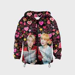 Ветровка с капюшоном детская BTS: Юнмины Чимин и Юнги, цвет: 3D-черный