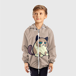 Ветровка с капюшоном детская Великий Grumpy Cat, цвет: 3D-белый — фото 2