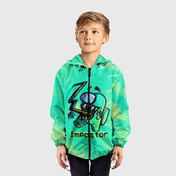 Ветровка с капюшоном детская AMONG US IMPOSTOR, цвет: 3D-черный — фото 2