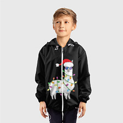Ветровка с капюшоном детская Рождественская Лама, цвет: 3D-белый — фото 2